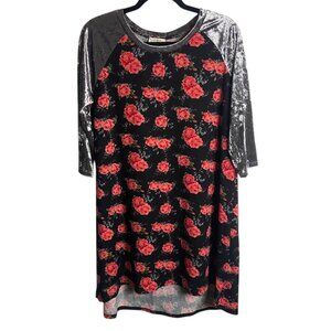 Umgee Size Small Mini Dress Mixed Media Velvet Dark Floral Whimisgoth Fall Black